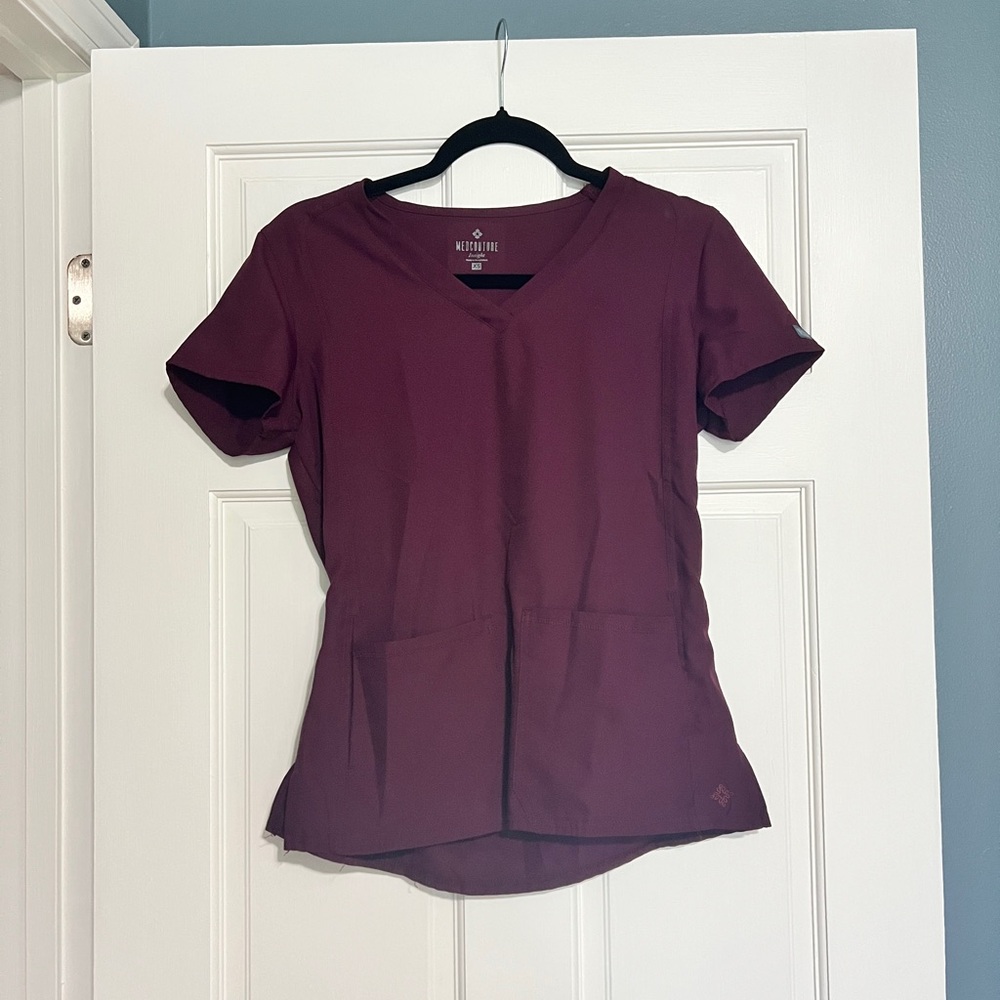 Med Couture Wine Short Sleeve Scrub Top